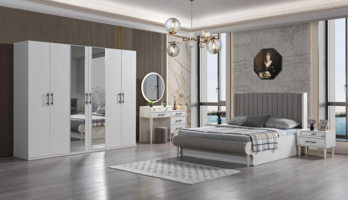 Kompletní ložnice 6 kusů postel skříň noční stolky moderní