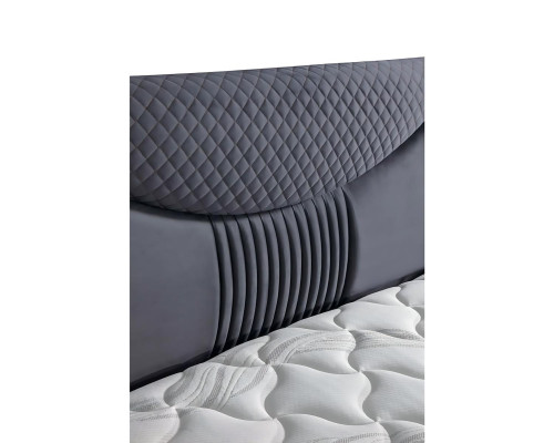 Grau modernes Bett mit Matratze aus Textil und Holz