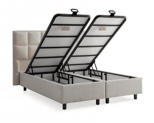 Elegantní postel s matrací v béžovém materiálu