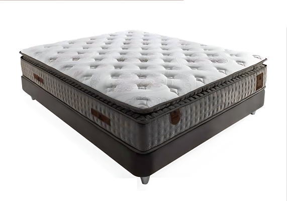 Beige Holzbett mit Matratze – Elegantes Schlafzimmermöbel