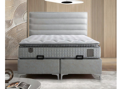 Moderní šedá postel s elegantní matrací