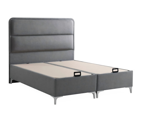 Modernes graues Bett mit Matratze aus Textil und Holz