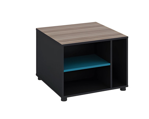 Beistelltisch Quadratisch Holzoptik Braun Schwarz Modern Regal mit Ablage