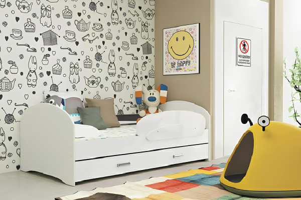 Dětská postel, postel pro mládež, postel z masivního přírodního dřeva s šuplíkem, postel Luki TS