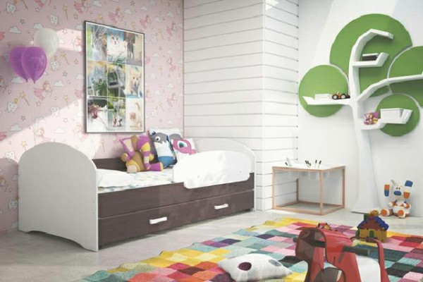 Dětská postel, postel pro mládež, postel z masivního přírodního dřeva s šuplíkem, postel Luki TS