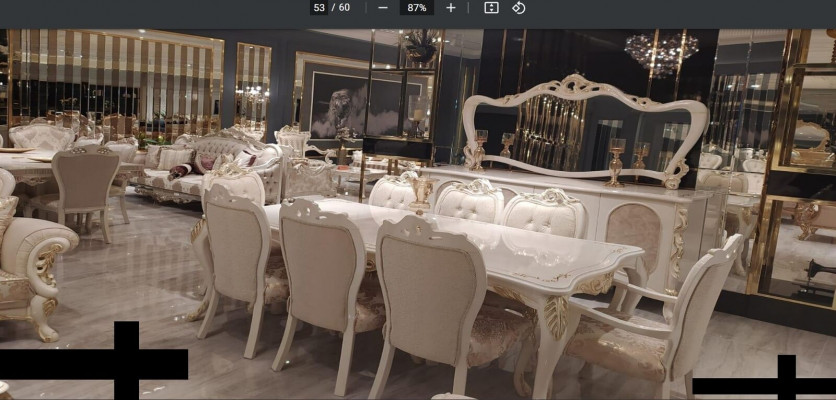 Jídelní pokoj Jídelní stůl Židle Sideboard Zrcadlo Stůl Skupina Dřevo Luxusní Sada 11 dílů.