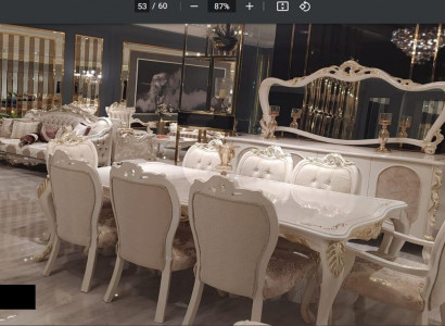Jídelní pokoj Jídelní stůl Židle Sideboard Zrcadlo Stůl Skupina Dřevo Luxusní Sada 11 dílů.