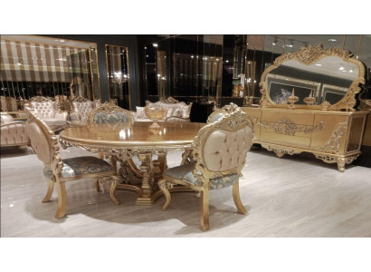 Luxus sestava set jídelny jídelní stůl židle komoda zrcadlo židle stůl 7dílný.