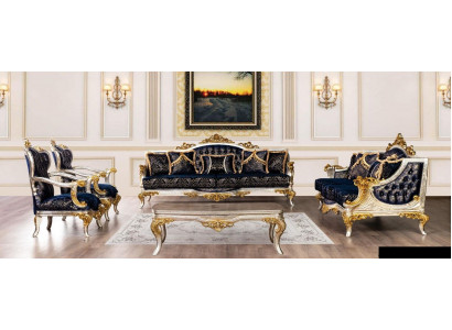 Sofa sestavu 3+3+1+1 Křeslo Konferenční stolek Klasické Sedací soupravy Křesla Luxus Nový Set 5 kusů