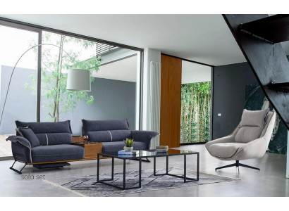 Luxusní sada garnitur, 4+1 sedačková sofa, křesla, látková 2ks sada.