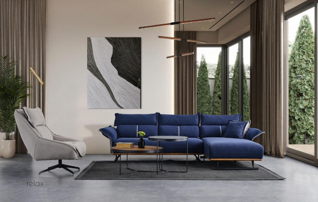 Luxusní sada garnitur, 4+1 sedačková sofa, křesla, látková 2ks sada.