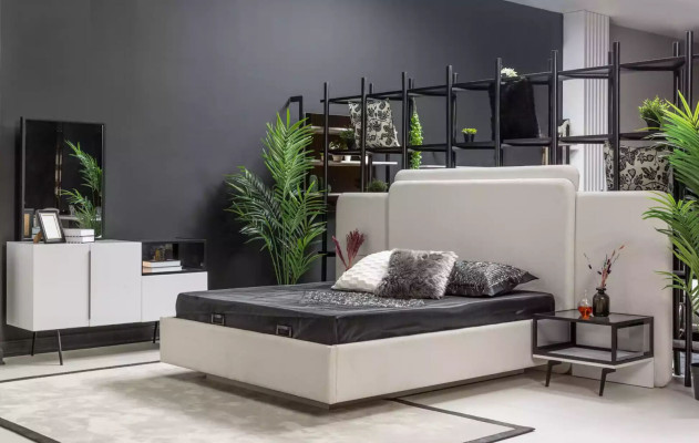 Ložnice postel 2x noční stolky luxusní komoda s designovým nábytkem 5 kusů