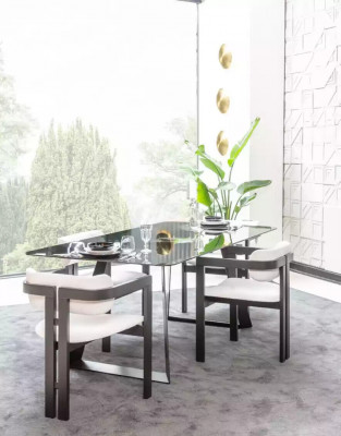 Luxus jídelní kout skleněný designový stůl s jídelní skupinou stolu se 4 židlemi 5 dílnými