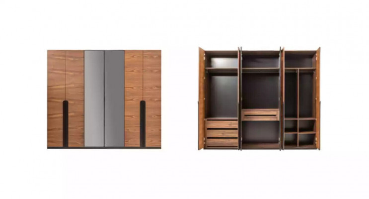 Šatní skříň hnědého dřeva Nábytek Design Luxus Ložnice Šatní skříň