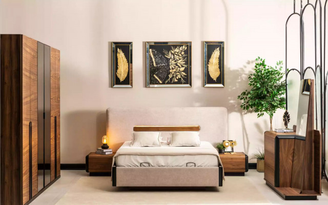 Šatní skříň hnědého dřeva Nábytek Design Luxus Ložnice Šatní skříň