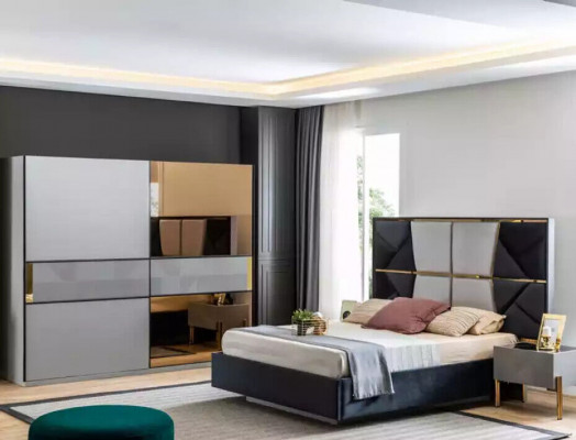 Šatní skříň Šatník Ložnice Šedé Dřevo Moderní Design šatní skříň