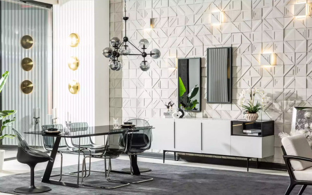 Design jídelna 6x jídelní židle křeslo Kompletní jídelní sestava 9 kusů