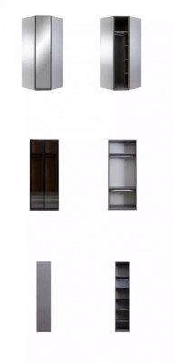 Rohová skříň šatní skříň Luxus dřevo Design nábytek ložnice šedá