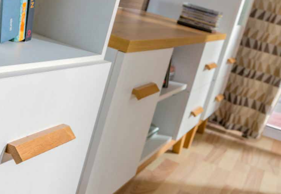 Wohnwand Wohnzimmer-Set Vitrine Lowboard Wandregal TV Tisch 5 tlgs