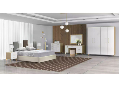 Ložnice Sada Postel 2x Noční stolek Komoda 7ks Design Luxus