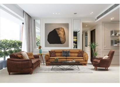 Sofa Sada Garnitury Kompletní Souprava Pohovka 3+3+1 Místný Křeslo