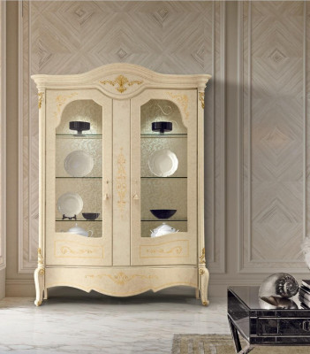 Vitrina Italské luxusní nábytek Vitríny Skříň s komodou Sklo Design Skříň
