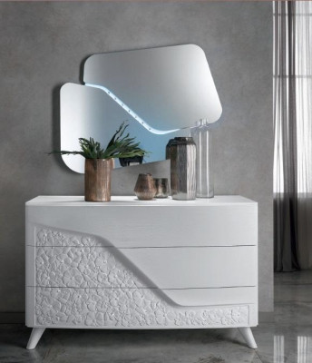 Luxus set 2 kusy komody zrcadlo komody drevo konzola moderni design bílý nový