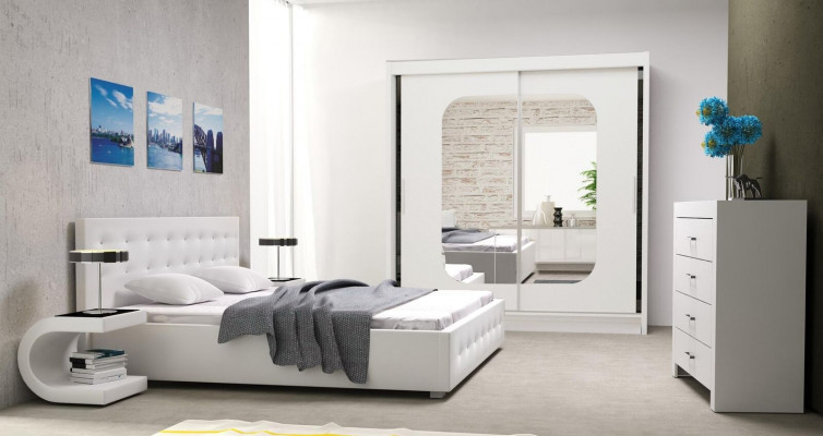 Ložnice Nastavit Design Nábytek 4 kusy moderní Luxus manželská postel 2x noční stolek