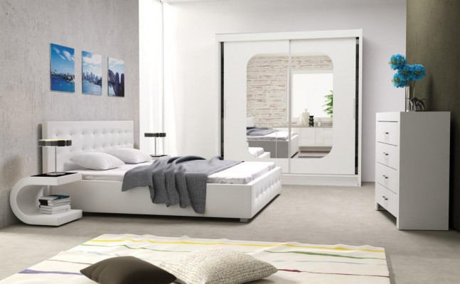 Ložnice Nastavit Design Nábytek 4 kusy moderní Luxus manželská postel 2x noční stolek