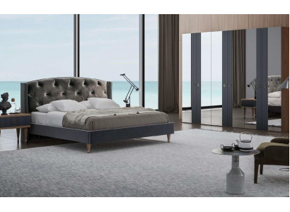 Moderní ložnice Chesterfield set Designová manželská postel Noční stolky