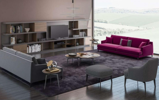 Velká šedá obývací sestava Sofagarnitur Luxus 3+2+1 sedák s otomanem 4 kusy Nový