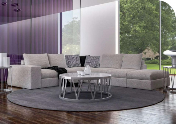 Bílá rohová sedací souprava Luxus v moderním designu L tvaru