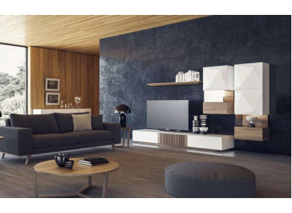 Luxus ořech přírodní Moderní bílý obývací stěna TV stojan Komoda Police na zeď.