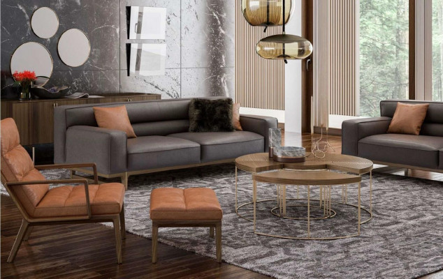 Šedá třísedák moderní luxusní pohovka obývací pokoj nábytek gauč do obývacího pokoje