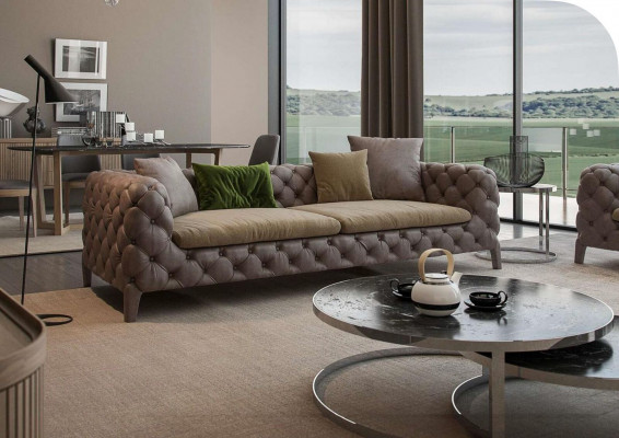 Chesterfield čtyřmístná pohovka Taupe Moderní pohovka Moderní nový obývací pokoj nábytek