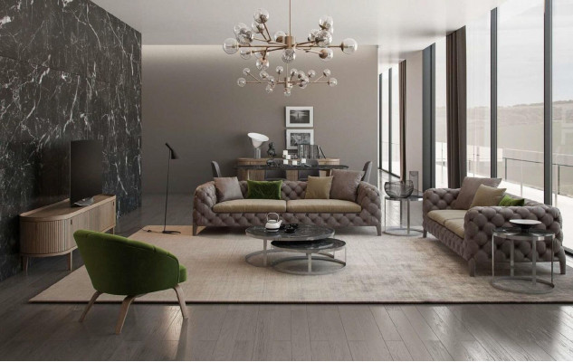 Chesterfield čtyřmístná pohovka Taupe Moderní pohovka Moderní nový obývací pokoj nábytek