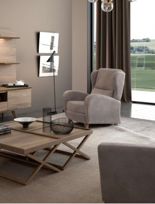 Luxus Relaxační křeslo, čtecí křeslo, moderní design, jednosedadlo, taupe moderní.