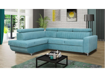 Modrá pohovka Wohnlandschaft Tkanina Rovné Sofa Design Tkanina Sofa L-Forma Nábytek