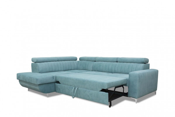 Modrá pohovka Wohnlandschaft Tkanina Rovné Sofa Design Tkanina Sofa L-Forma Nábytek