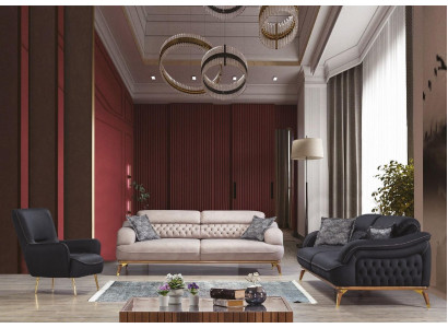 Sofáová sestava 3+3+1 + křeslo Luxus Chesterfield