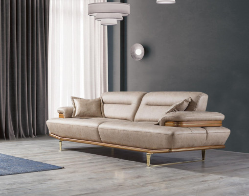 Třísedák Pohovka čalouněný Design Sofa Moderní Béžový Luxusní Nábytek Nový
