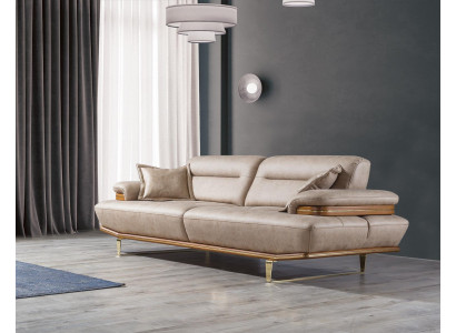 Třísedák Pohovka čalouněný Design Sofa Moderní Béžový Luxusní Nábytek Nový