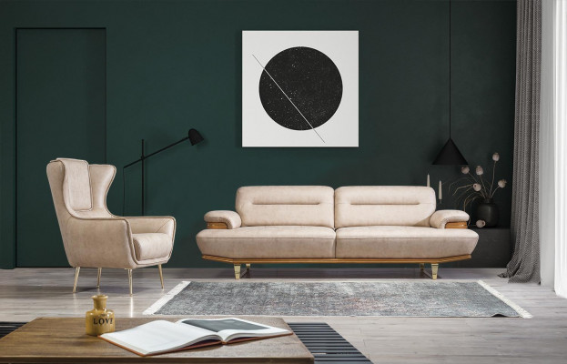 Třísedák Pohovka čalouněný Design Sofa Moderní Béžový Luxusní Nábytek Nový