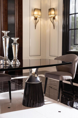 Luxus jídelní sada Jídelní kout Jídelní stůl židle Černá 9dílná jídelna Dřevo