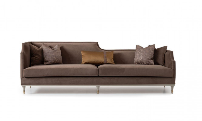 Sofa set čtyřmístná pohovka s 4 sedadly, konferenční stolek, látková pohovka, polstrovaná pohovka hnědá