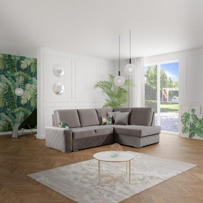 Schlafsofa Samt Lůžková funkce Kožené sedadlo Obývací koutová sedací souprava L-forma Nové