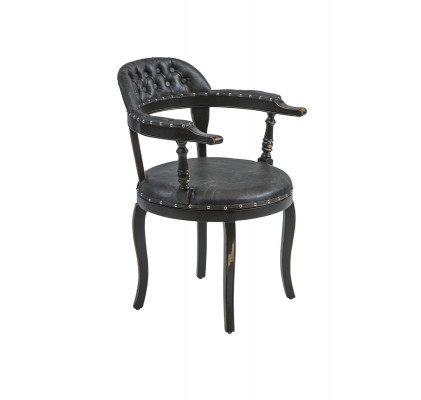 Luxusní designový čalouněný židle s polstrovaným sedadlem a opěrkami ze dřeva do jídelny.