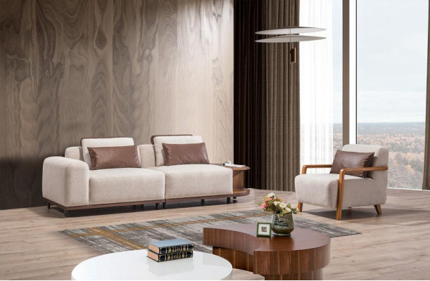 Bežová obývací sestava designová sedačka 2+1 Luxusní sedací souprava