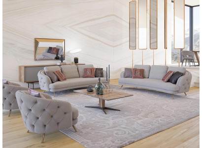 Designer šedý nábytek do obývacího pokoje set 5 kusů 2x pohovky luxus 2x křesla