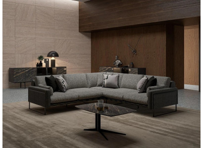 Luxusní designová nová kompletní moderní rohová sedací souprava L tvaru s konferenčním stolem do obývacího pokoje.